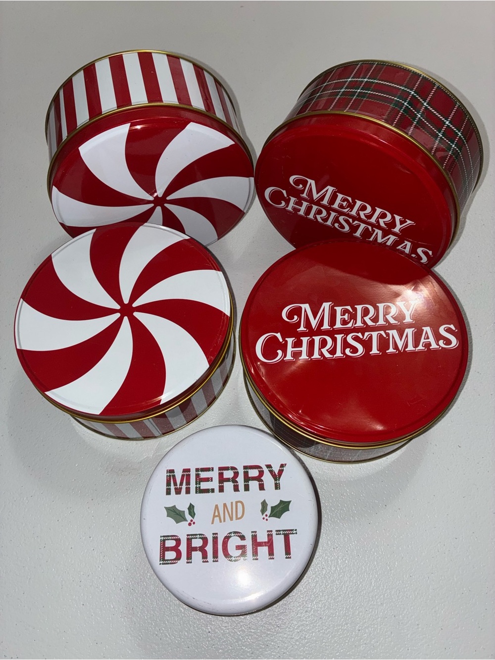 Holiday Merry Christmas Candy Tin Set of 5